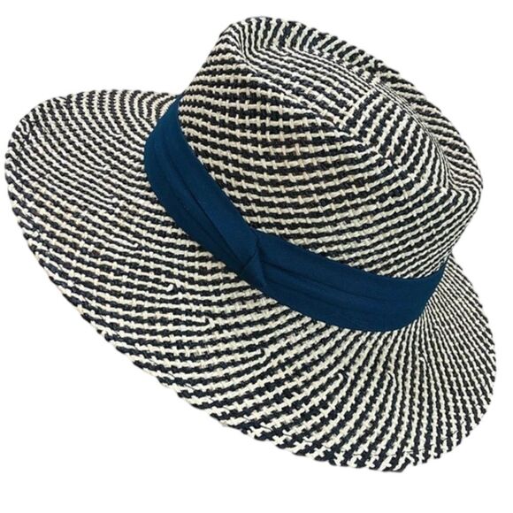 Wide Brim Pork Pie Crown Straw Boater Hat NEW - Picture 2 of 4